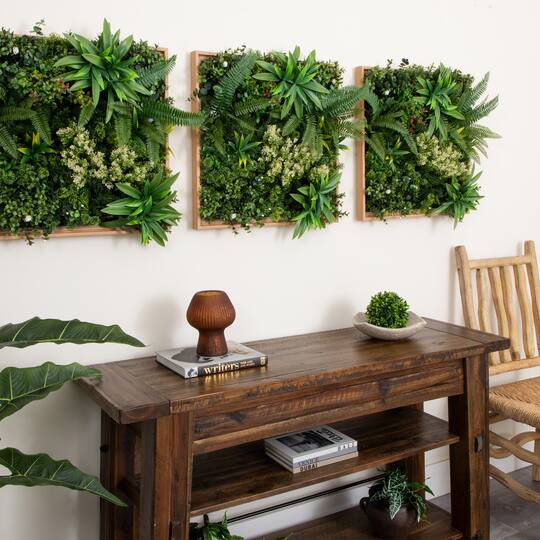 20" Framed Queensland Rainforest Artificial Living Wall Art Panel